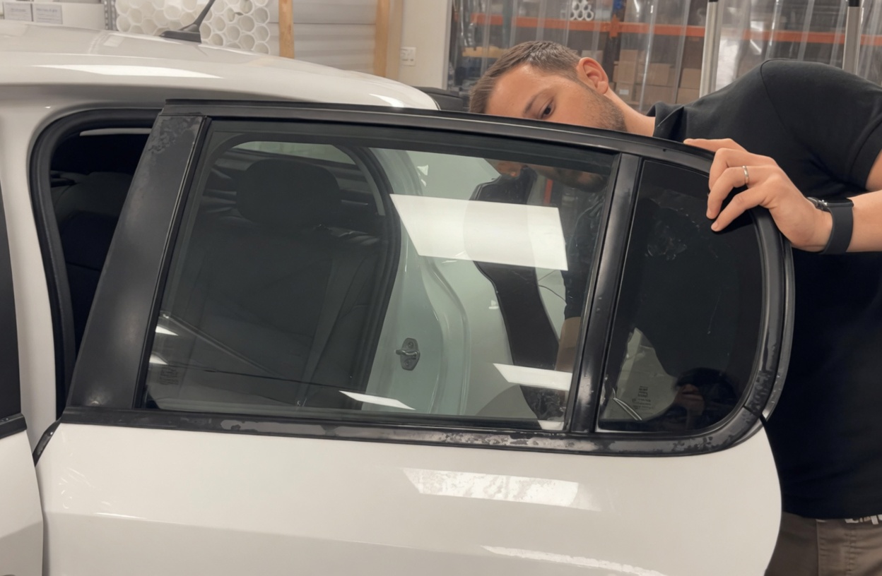 vitres-teintees-voiture-marrakech-premium Voiture avec vitres teintées professionnelles pour une protection solaire optimale à Marrakech.